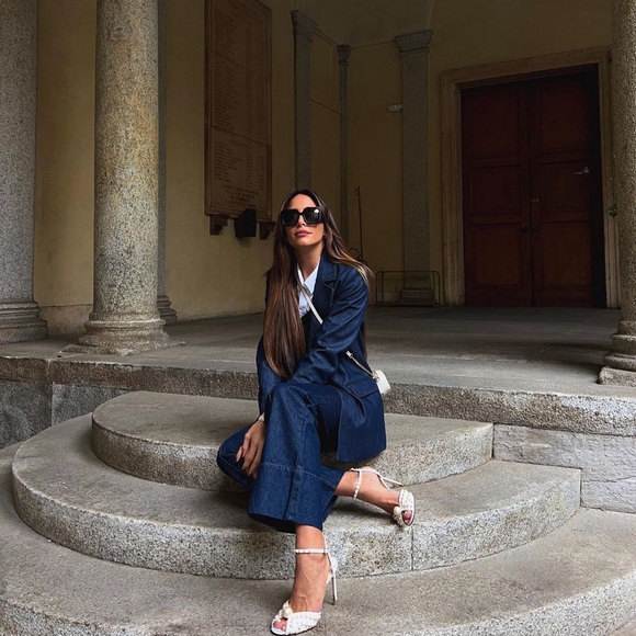 Zara Set - Golden Button Blazer Denim & High Rise Front Sean Z1975 Jeans - Picture 2 of 16